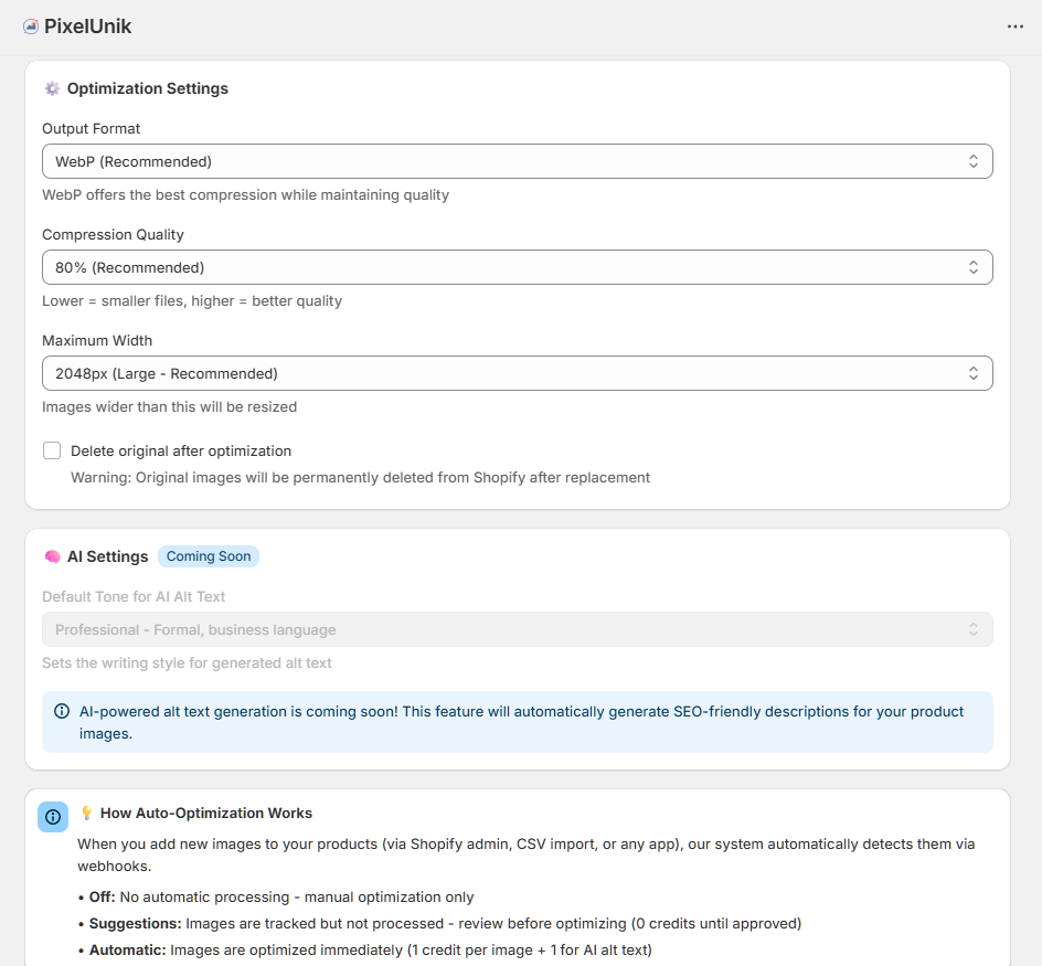 Optimization and AI Settings