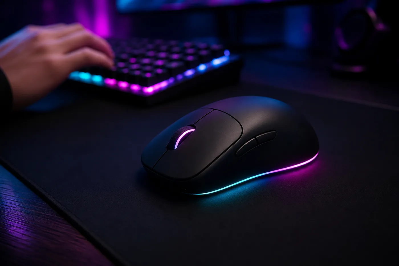 Talon Pro mouse on a gaming desk setup